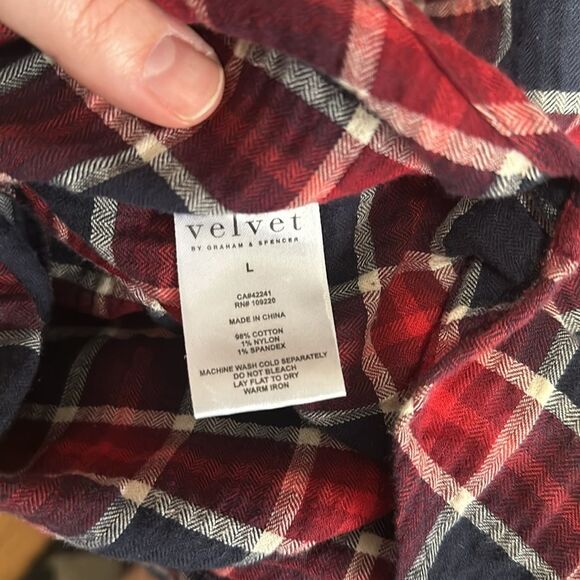 VELVET BY GRAHAM & SPENCER Red Plaid Blouse - Picture 6 of 6